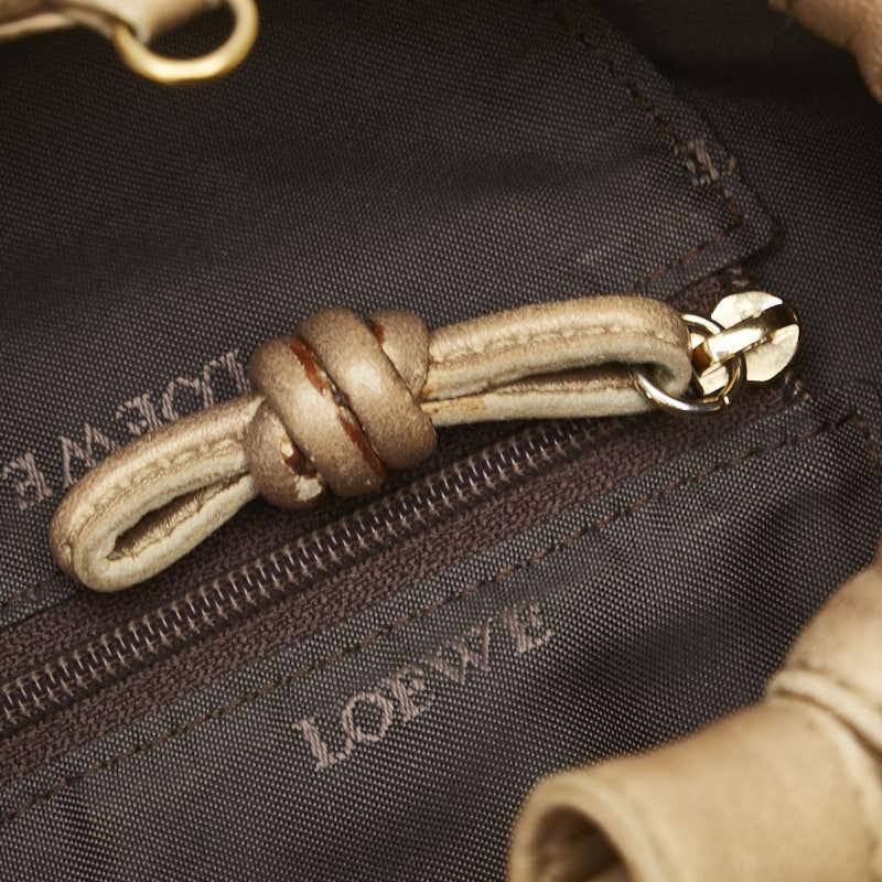 LOEWE Hand Shoulder Bag Tote Purse 2way Aire Anagram Leather Gold Authentic