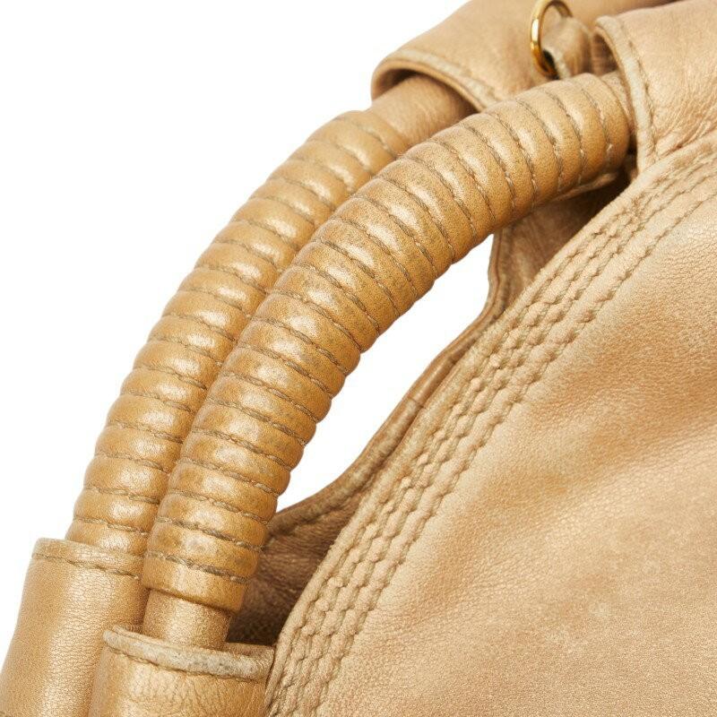 LOEWE Hand Shoulder Bag Tote Purse 2way Aire Anagram Leather Gold Authentic