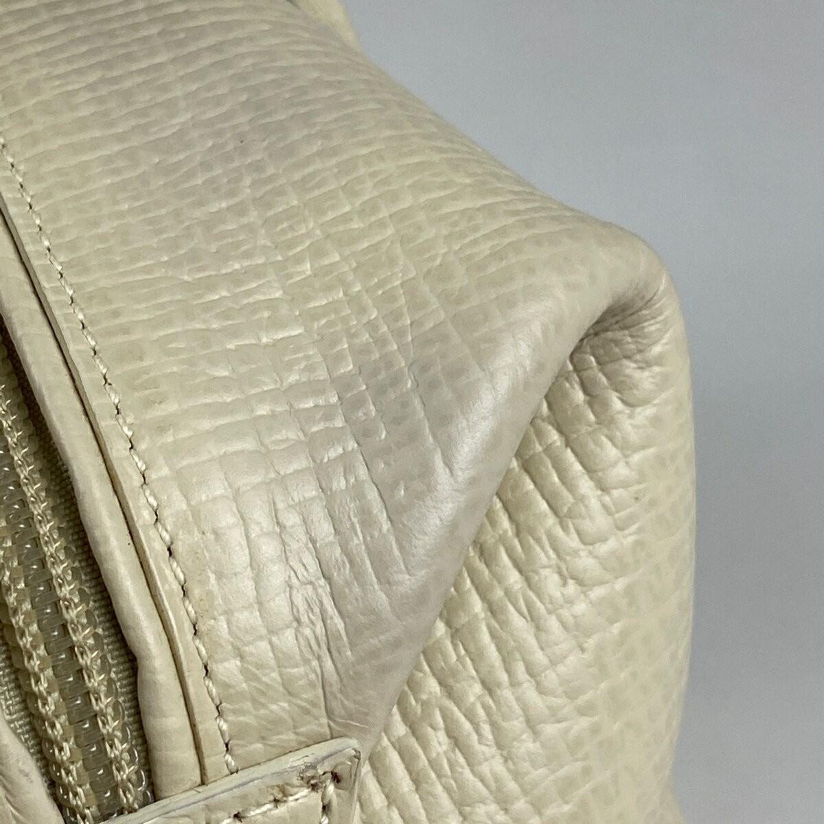 LOEWE Hand Bag Tote Purse Logo Leather White Authentic