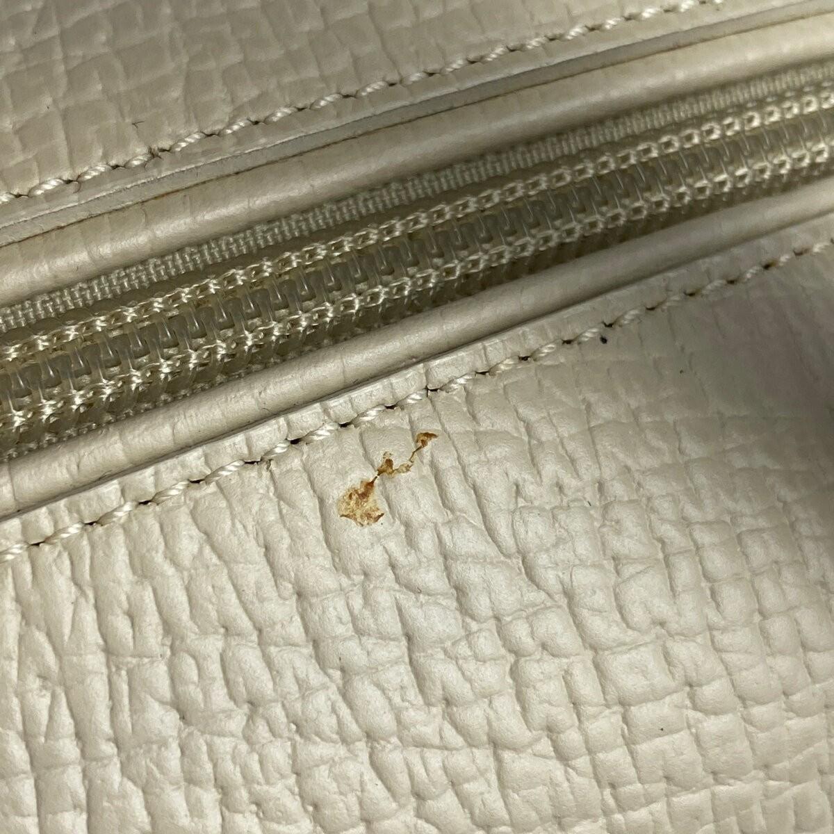 LOEWE Hand Bag Tote Purse Logo Leather White Authentic