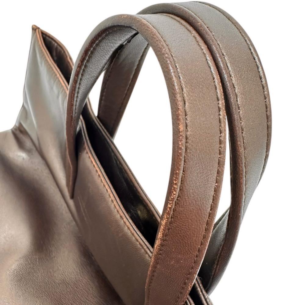 LOEWE Hand Bag Tote Purse Leather Bronze Authentic