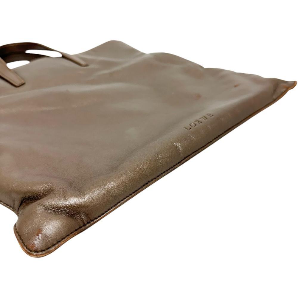 LOEWE Hand Bag Tote Purse Leather Bronze Authentic
