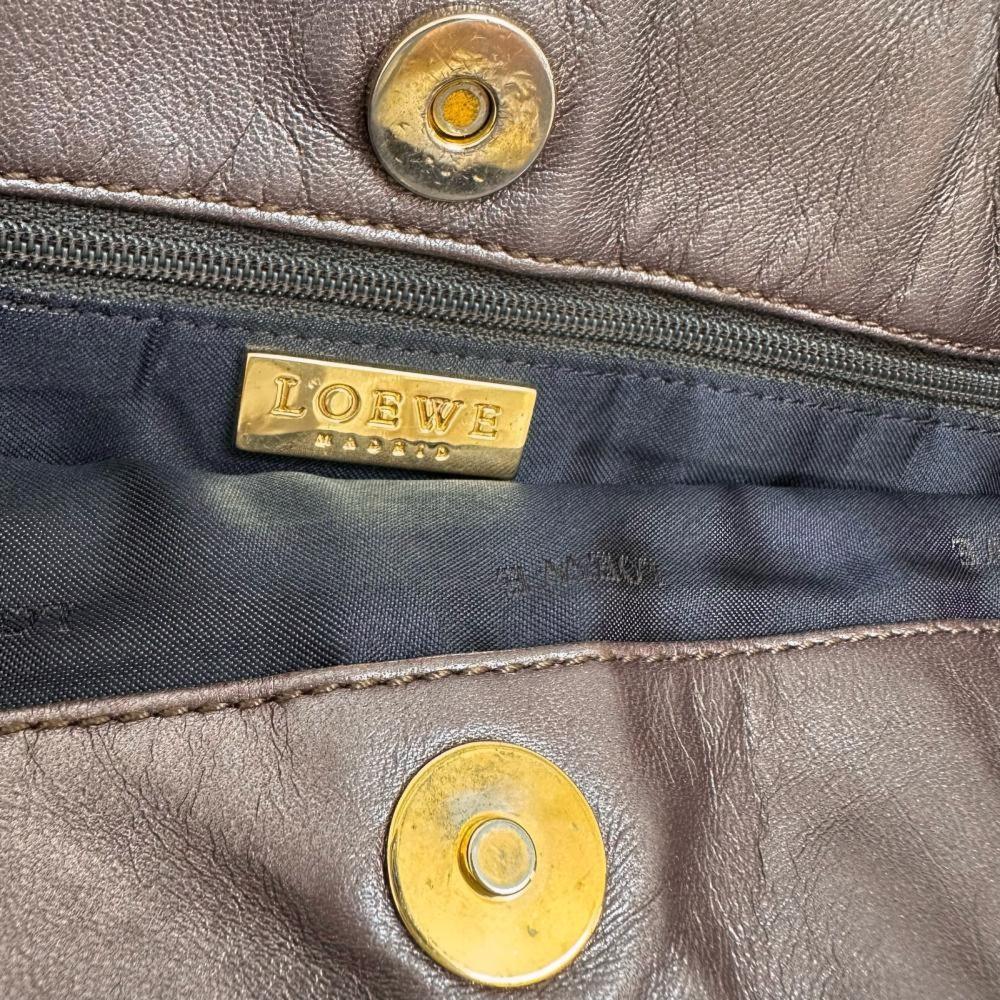 LOEWE Hand Bag Tote Purse Leather Bronze Authentic