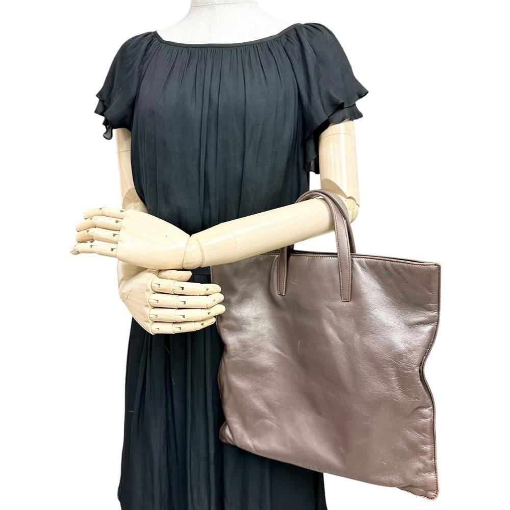 LOEWE Hand Bag Tote Purse Leather Bronze Authentic
