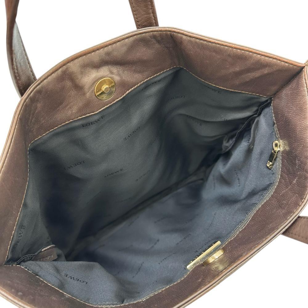 LOEWE Hand Bag Tote Purse Leather Bronze Authentic