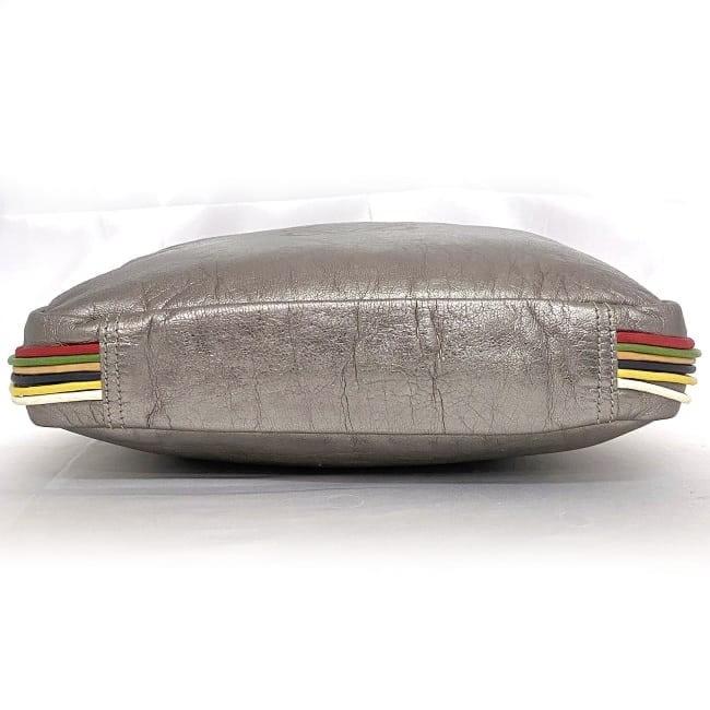 LOEWE Shoulder Bag Purse Anagram Leather Silver Multicolor Authentic