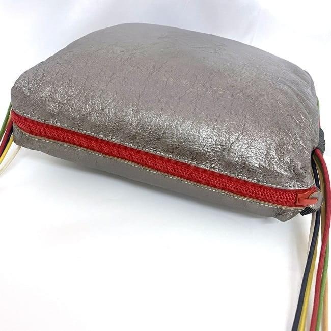 LOEWE Shoulder Bag Purse Anagram Leather Silver Multicolor Authentic