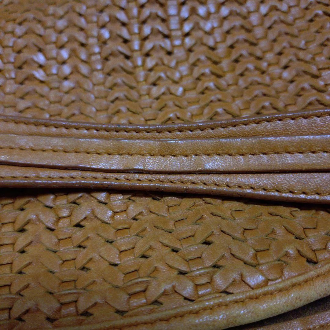 Christian Dior Shoulder Bag Purse Chain Leather Orange Authentic