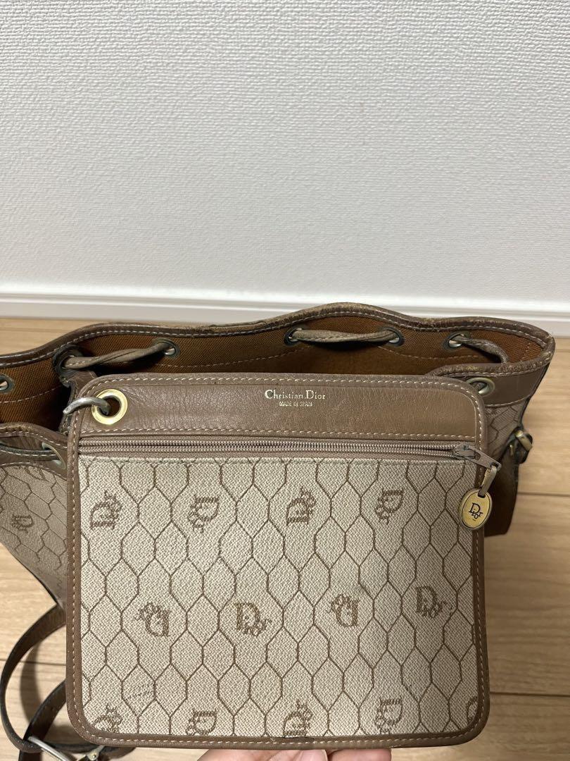Christian Dior Shoulder Bag Purse Honeycomb Beige Authentic