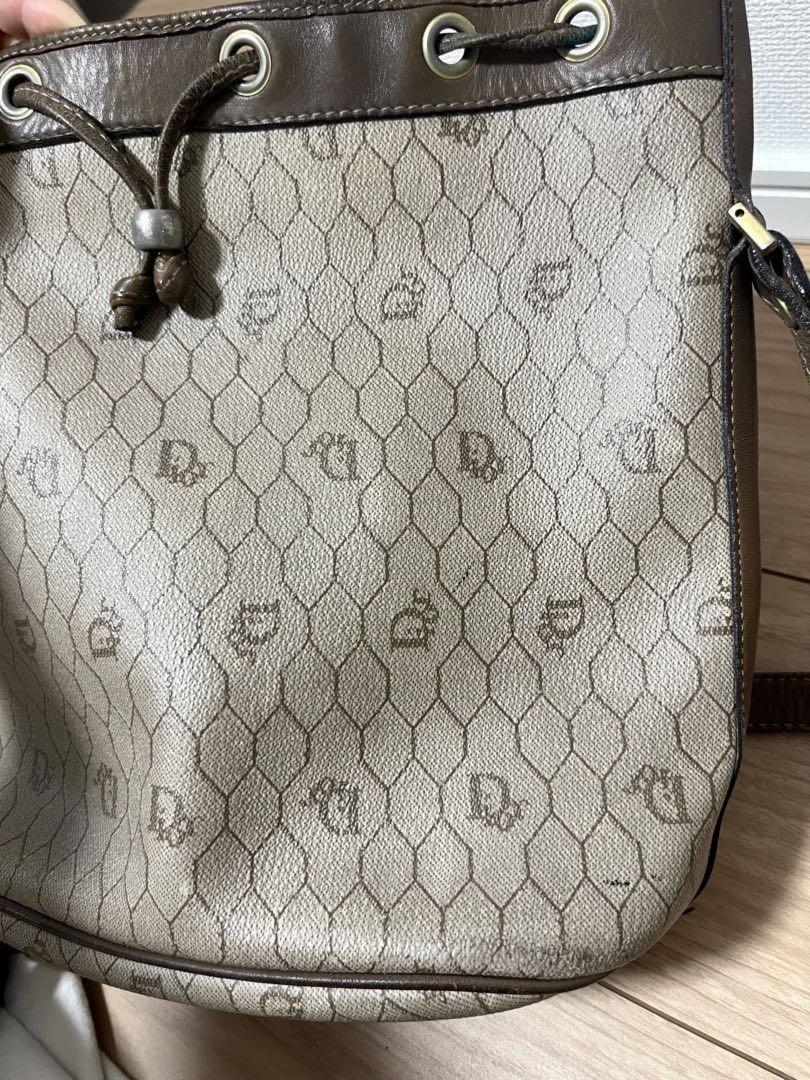 Christian Dior Shoulder Bag Purse Honeycomb Beige Authentic