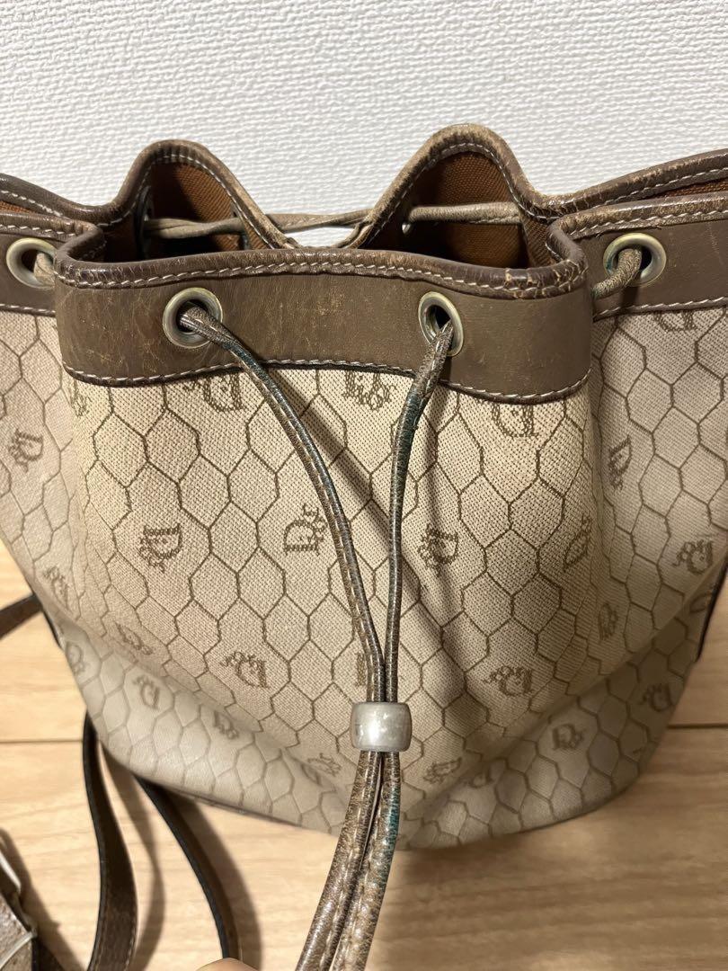 Christian Dior Shoulder Bag Purse Honeycomb Beige Authentic