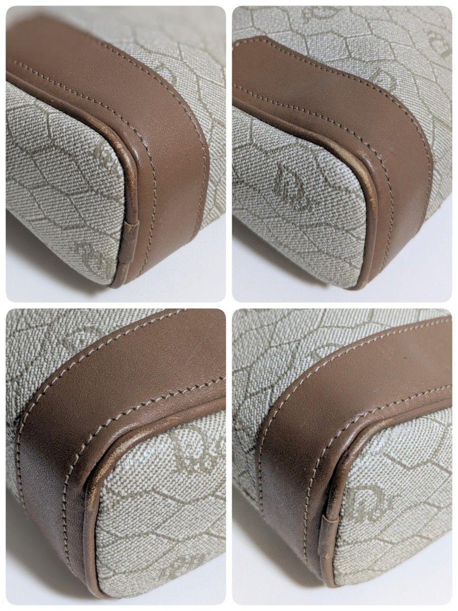 Christian Dior Shoulder Bag Purse Honeycomb Leather Beige Authentic