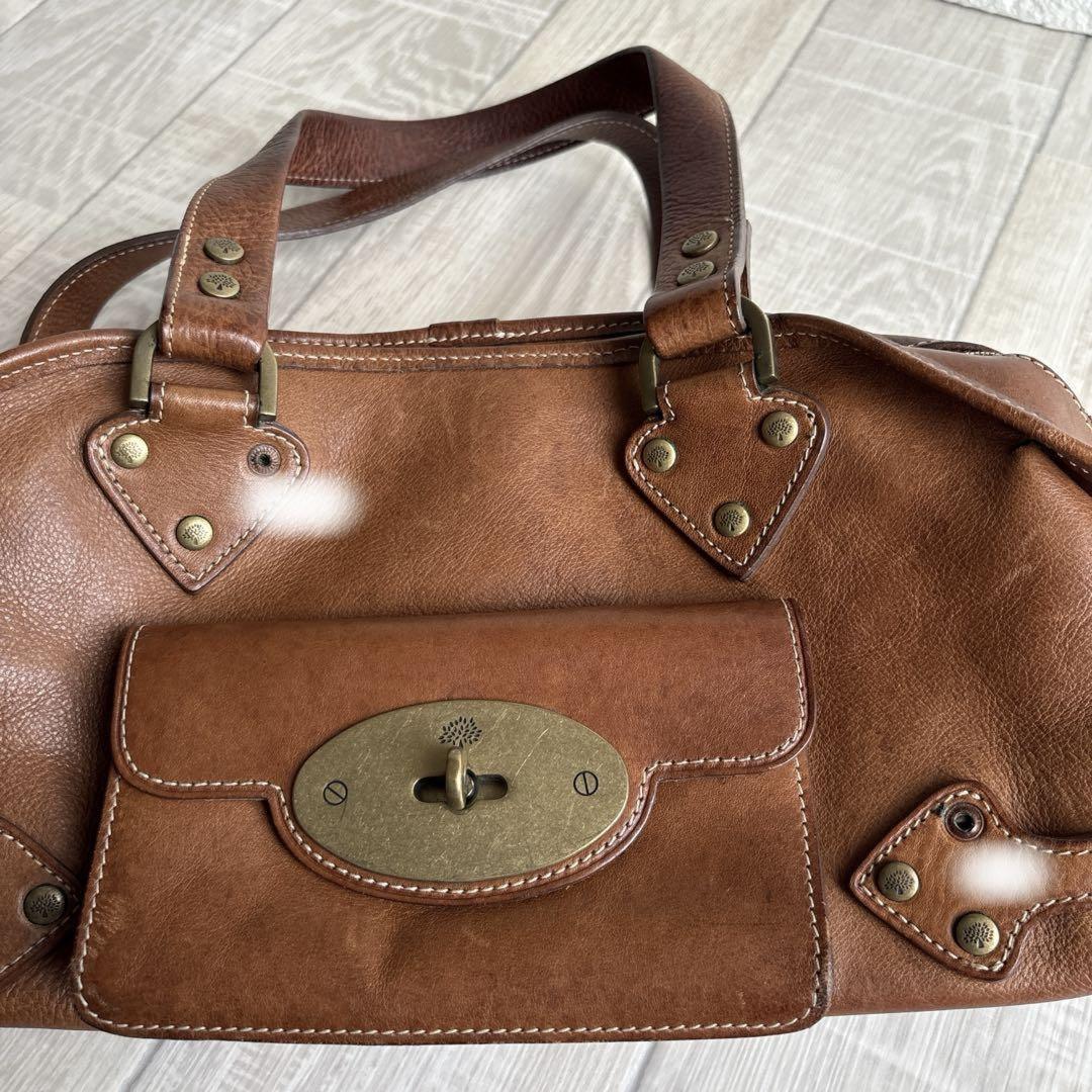 MULBERRY Hand Bag Tote Purse Bayswater Turn Lock Leather Authentic