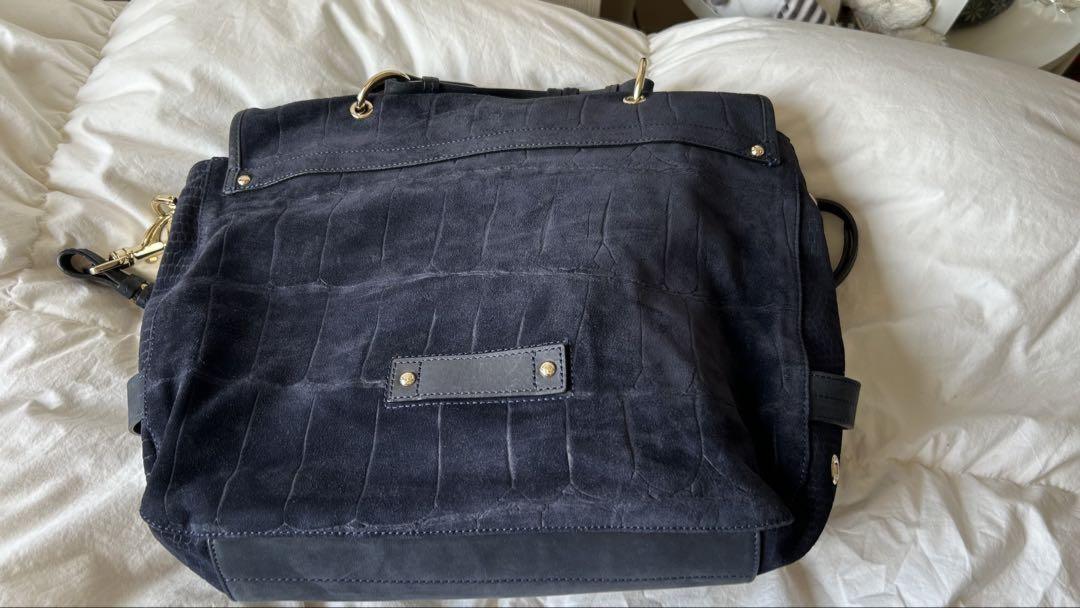MULBERRY Shoulder Bag Purse Suede Dark Blue Authentic