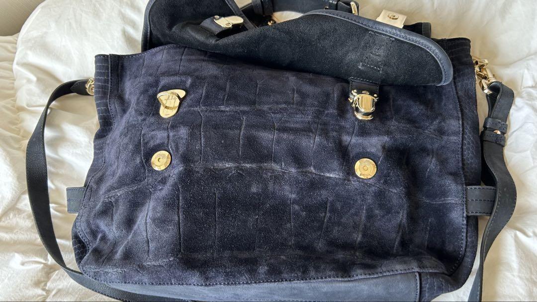 MULBERRY Shoulder Bag Purse Suede Dark Blue Authentic