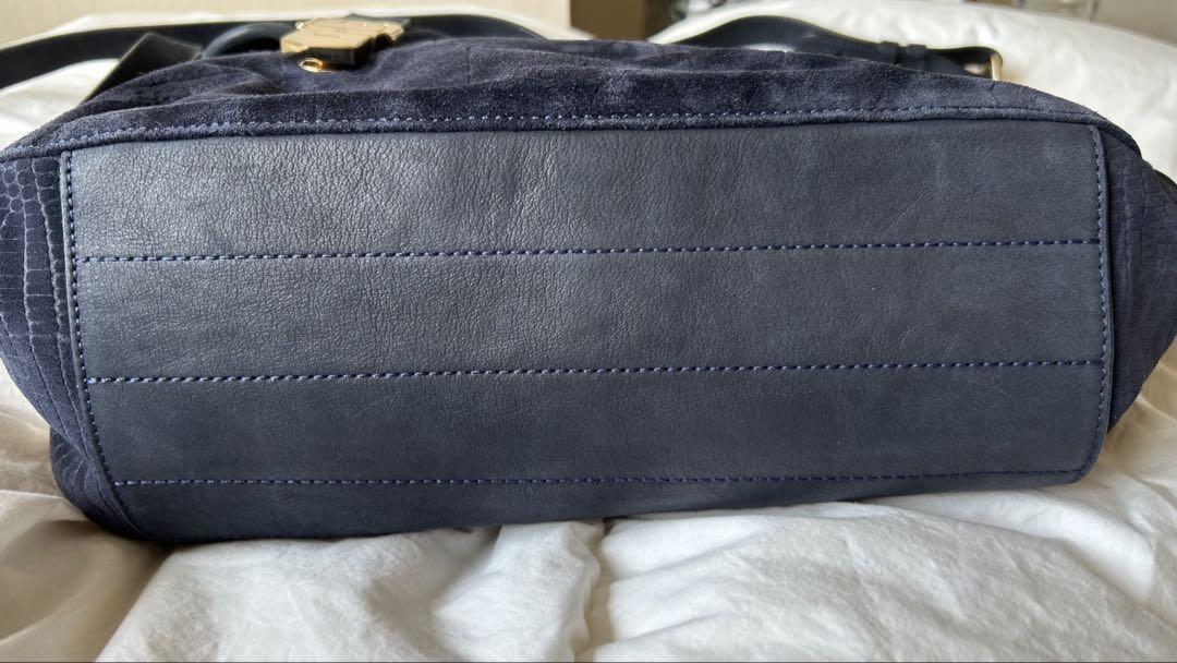 MULBERRY Shoulder Bag Purse Suede Dark Blue Authentic