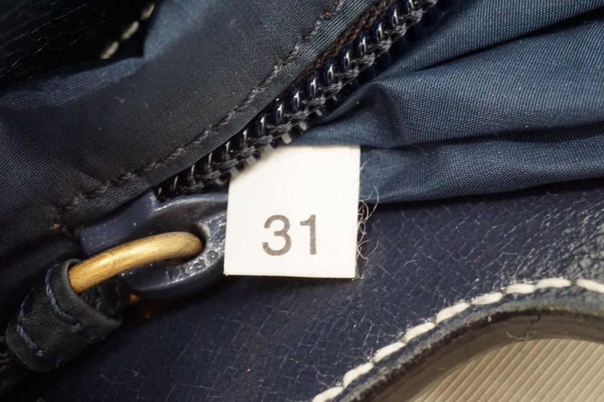 MIU MIU Hand Bag Tote Purse Leather Nylon Canvas Navy Authentic