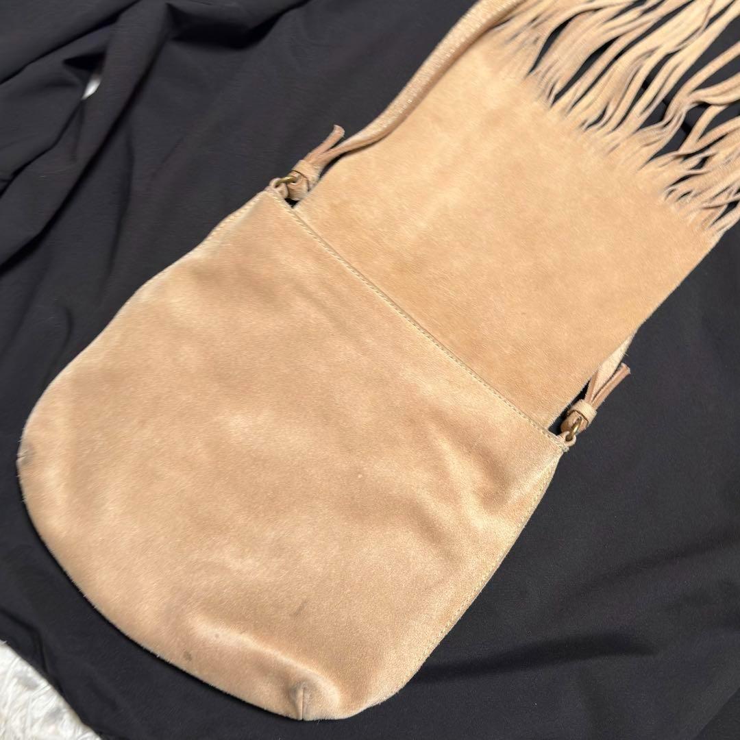 MIU MIU Shoulder Bag Purse fringe Suede Brown Authentic