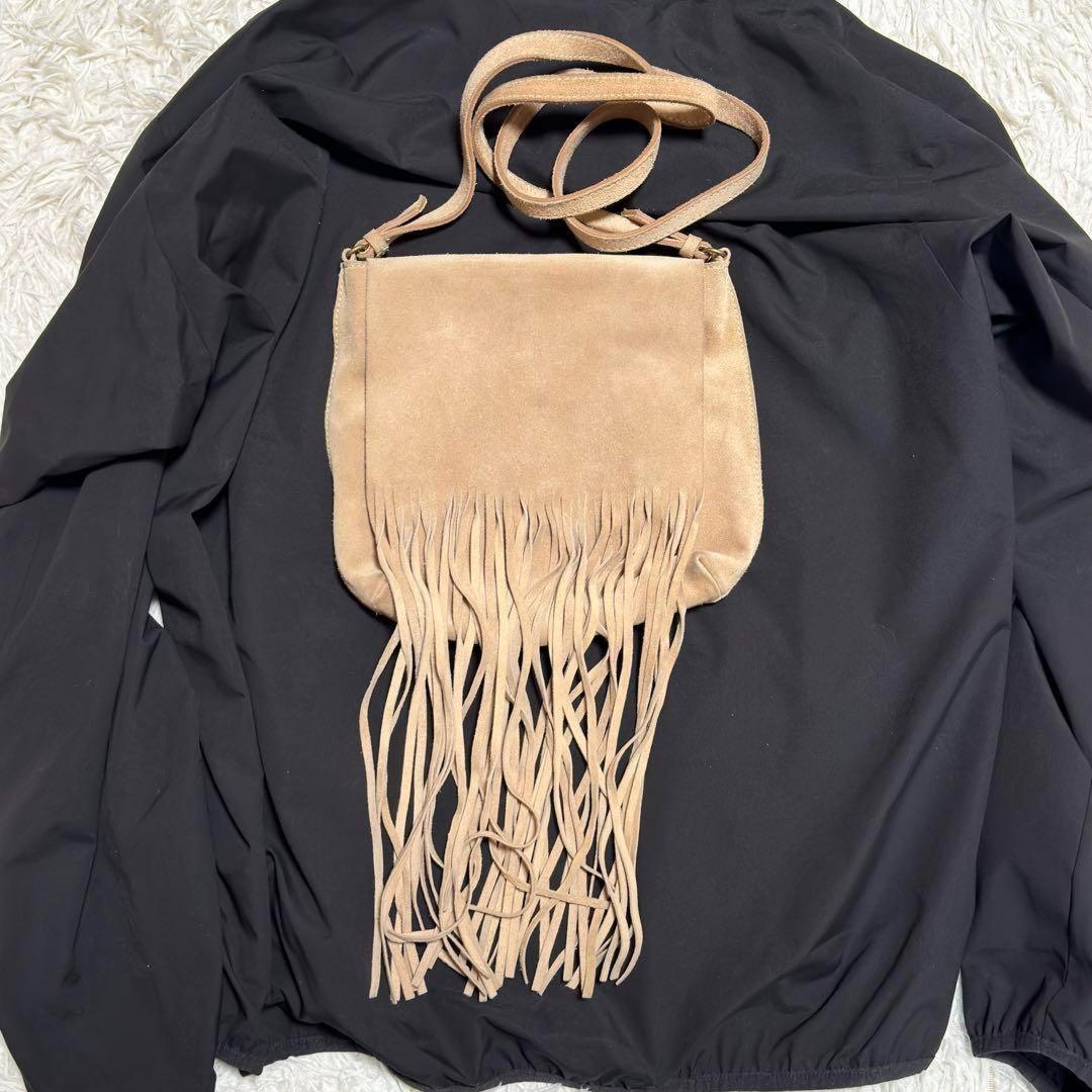MIU MIU Shoulder Bag Purse fringe Suede Brown Authentic