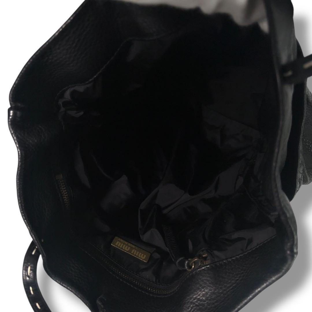 MIU MIU Hand Bag Tote Purse Leather Black Authentic