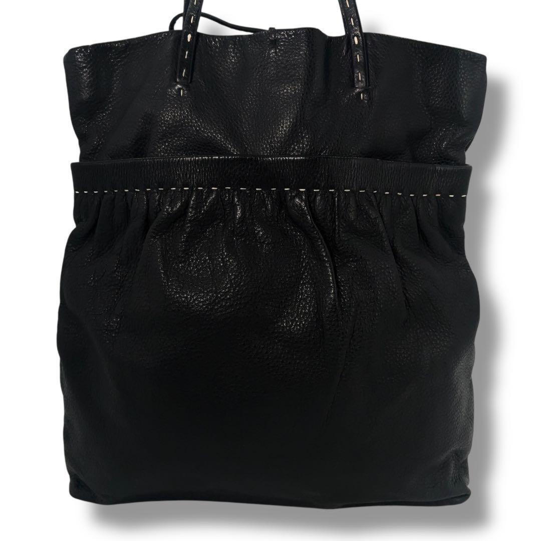MIU MIU Hand Bag Tote Purse Leather Black Authentic