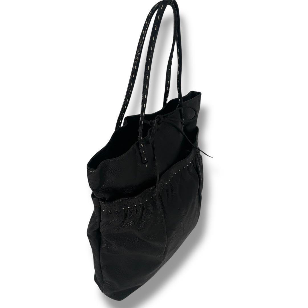 MIU MIU Hand Bag Tote Purse Leather Black Authentic
