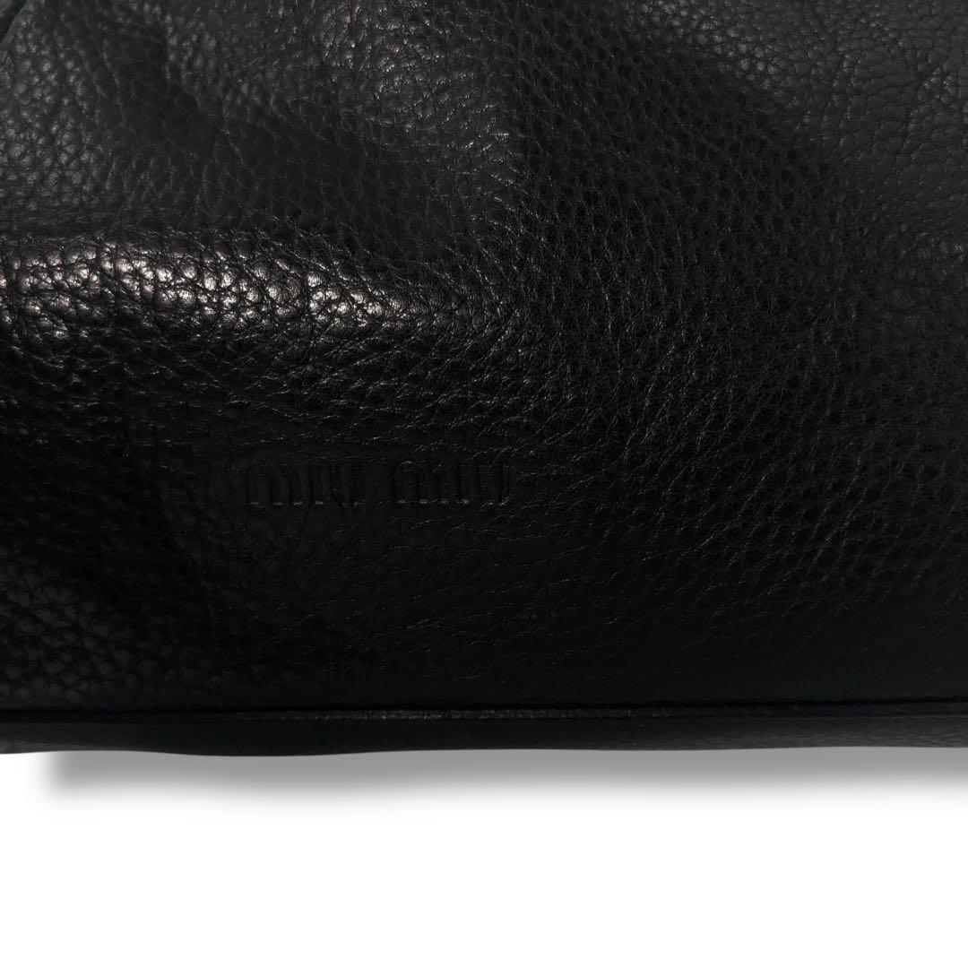 MIU MIU Hand Bag Tote Purse Leather Black Authentic