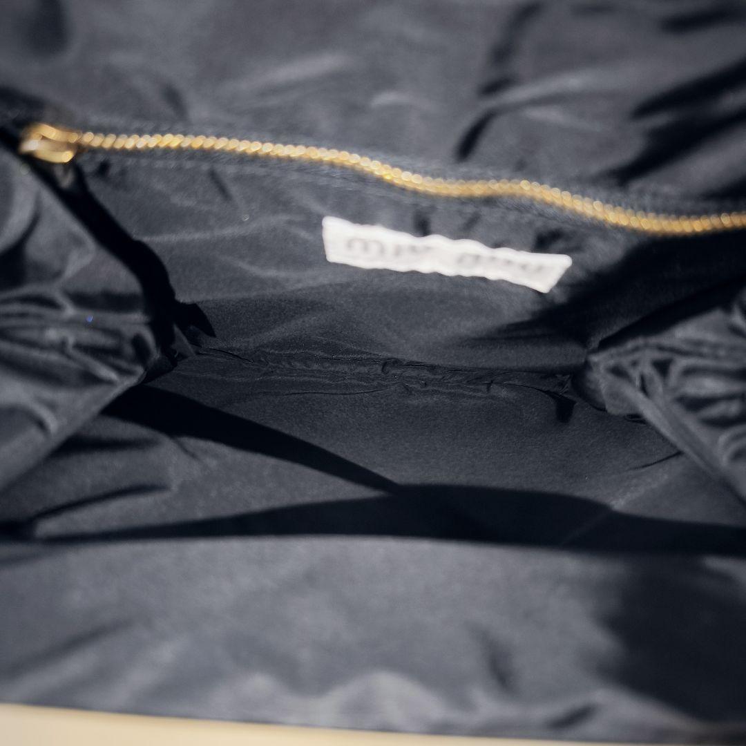 MIU MIU Hand Bag Tote Purse Logo Suede Black Authentic
