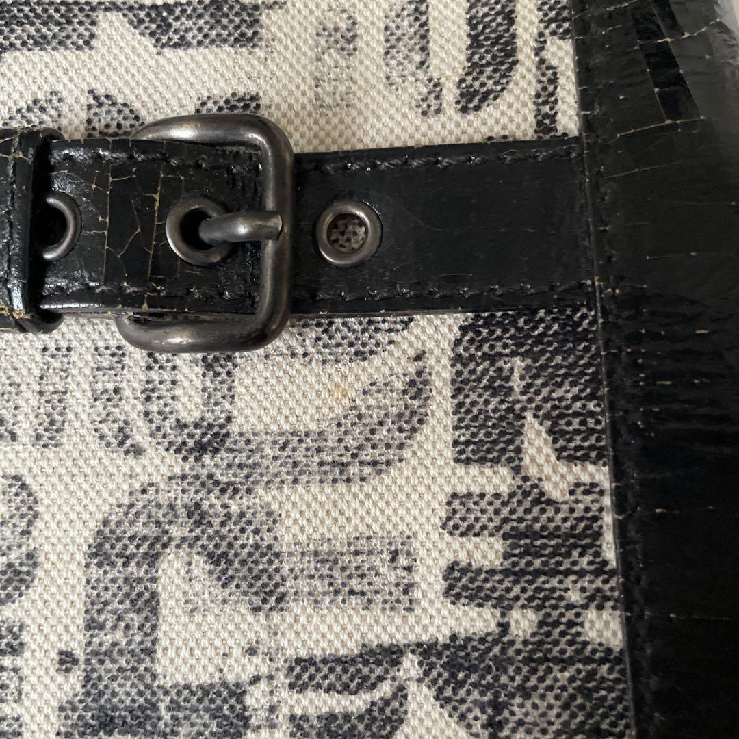 MIU MIU Hand Bag Tote Purse Logo Leather Canvas Authentic