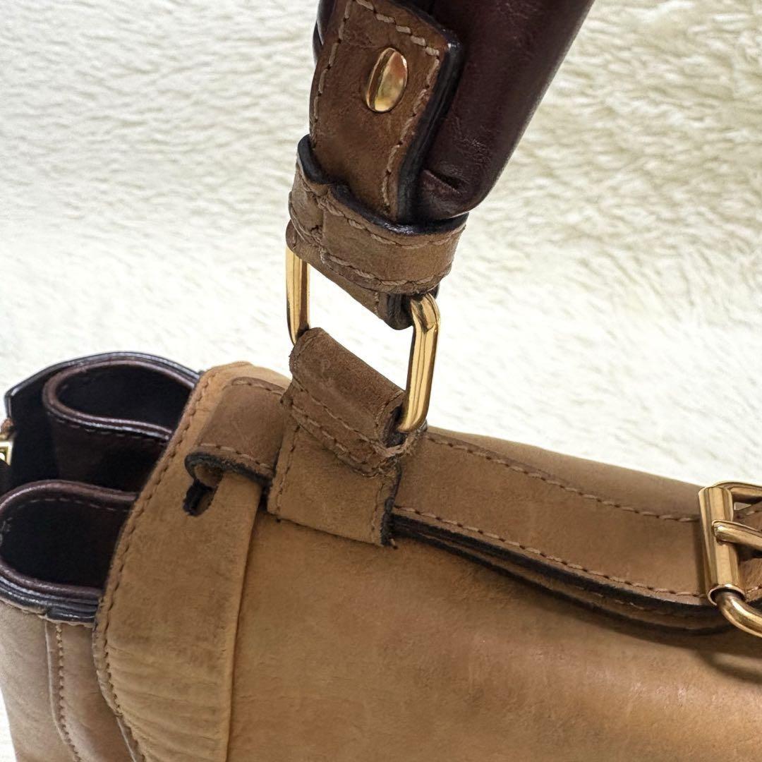 Chloe Hand Shoulder Bag Tote Purse 2way Leather Camel Brown Authentic