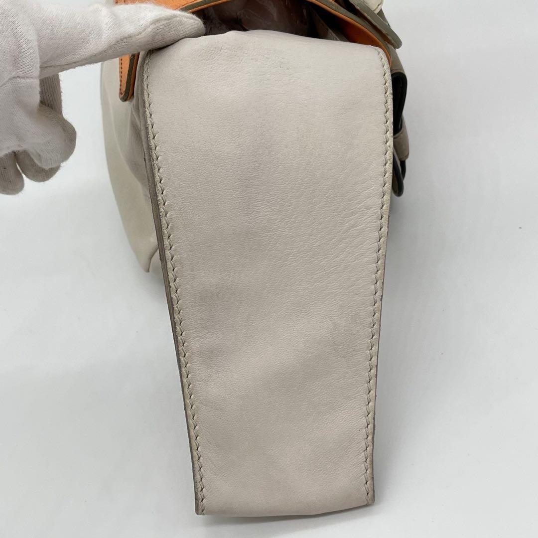 Chloe Clutch Bag Second Bag Hand Bag Leather Off White Orange Red Authentic