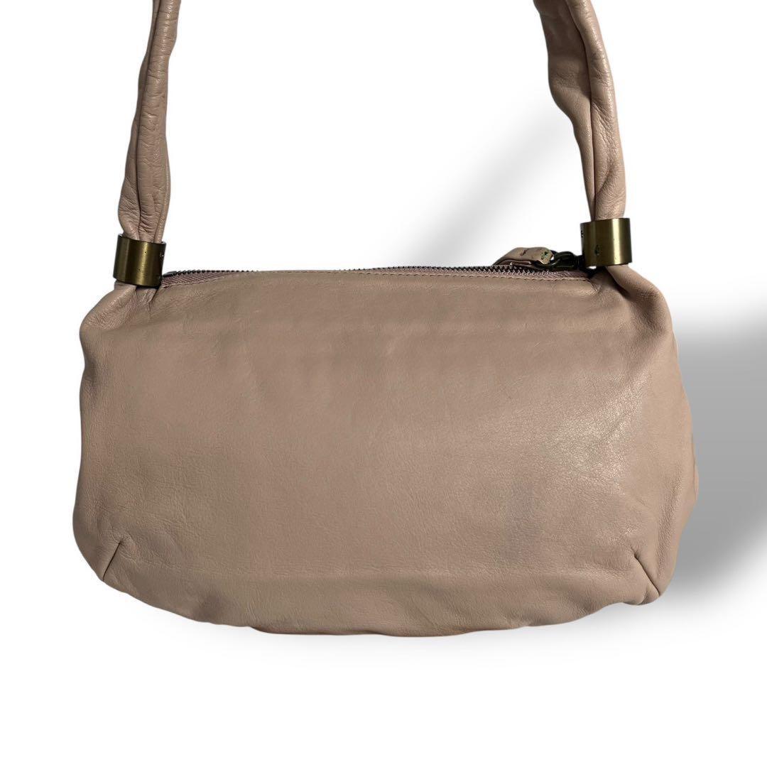 Chloe Shoulder Bag Purse Logo Suede Beige Authentic