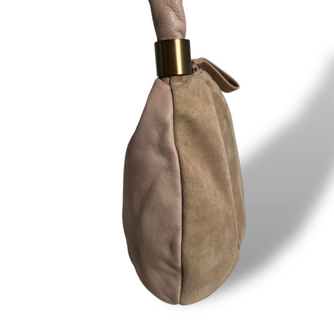 Chloe Shoulder Bag Purse Logo Suede Beige Authentic
