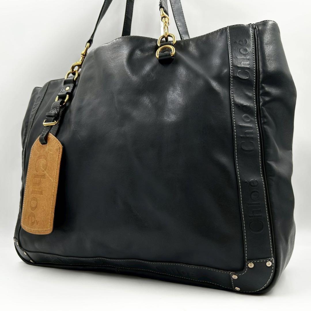 Chloe Hand Bag Tote Purse Eden Leather Black Authentic