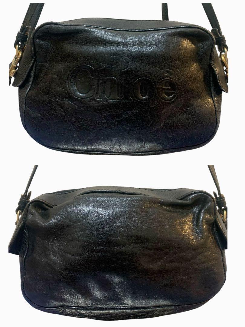 Chloe Shoulder Bag Purse Logo Black Authentic