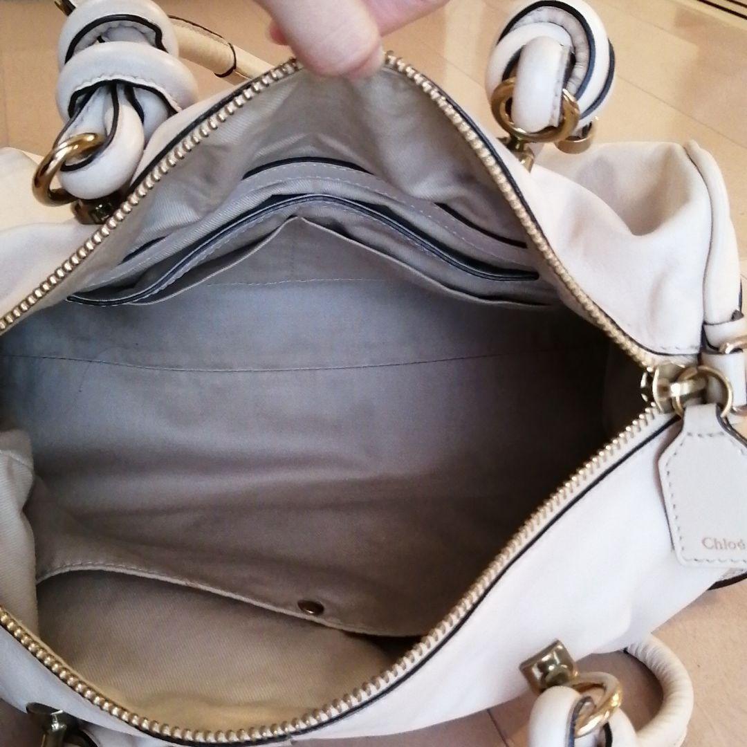 Chloe Hand Shoulder Bag Tote Purse Leather Beige Authentic