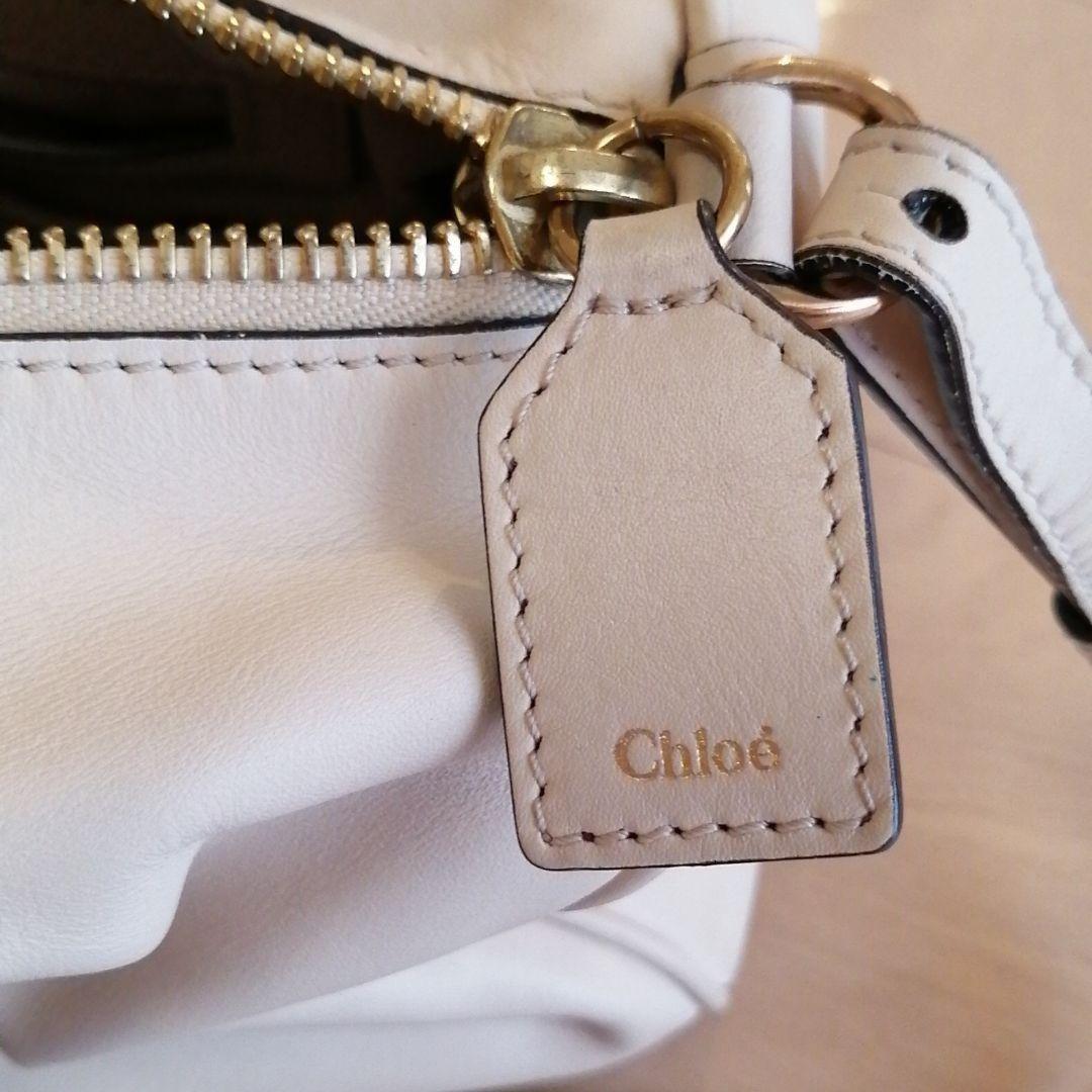 Chloe Hand Shoulder Bag Tote Purse Leather Beige Authentic