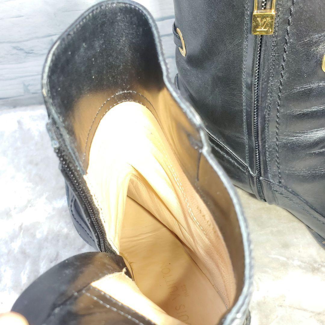 Louis Vuitton Short Boots Shoes EU 36.5 US 6.5 Leather Black Authentic