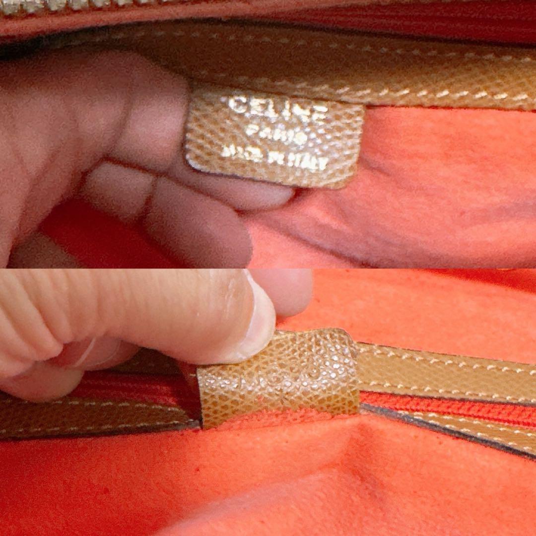 CELINE Hand Bag Tote Purse Leather Camel Authentic