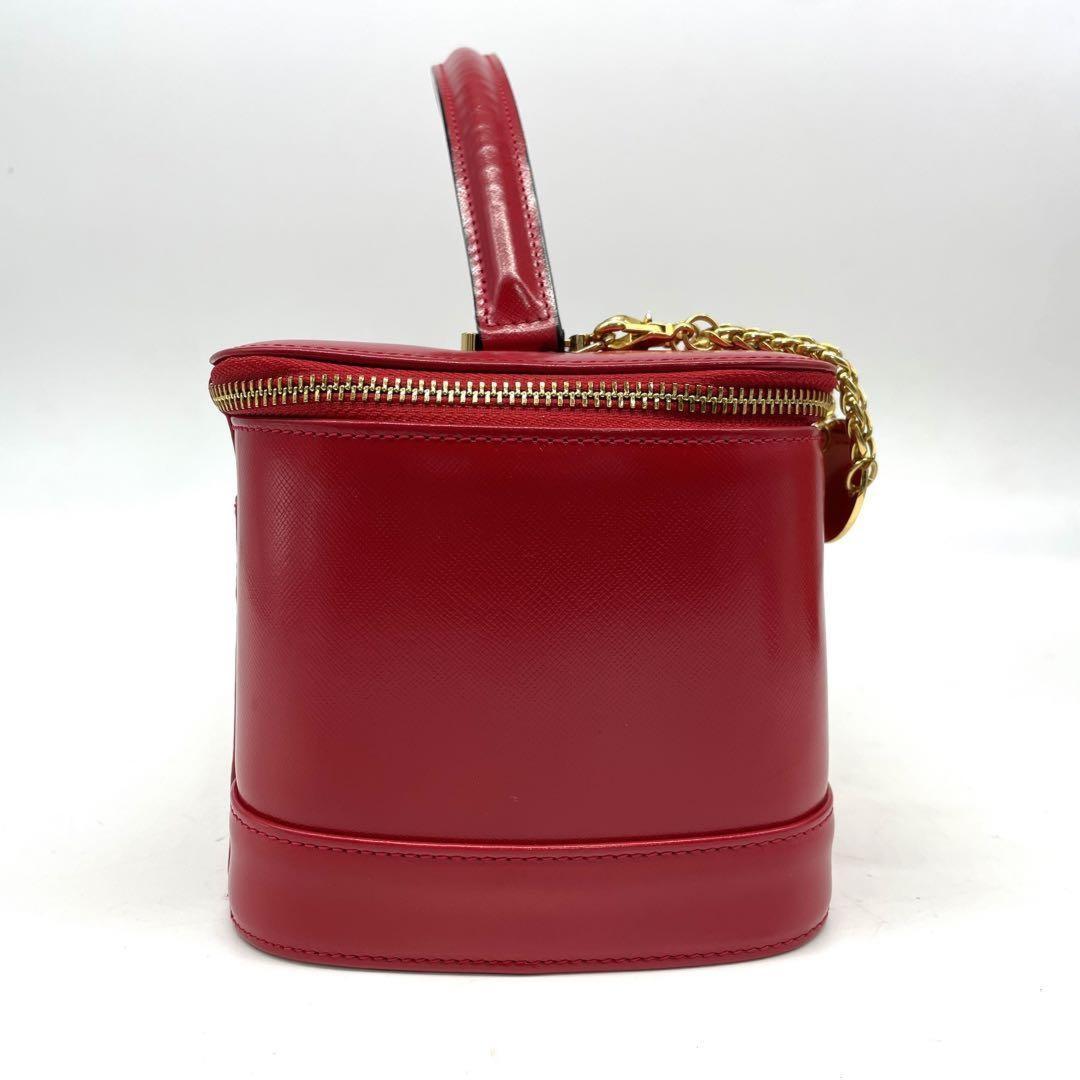 VERSACE Vanity Bag Accessory Pouch Sunburst Leather Red Authentic