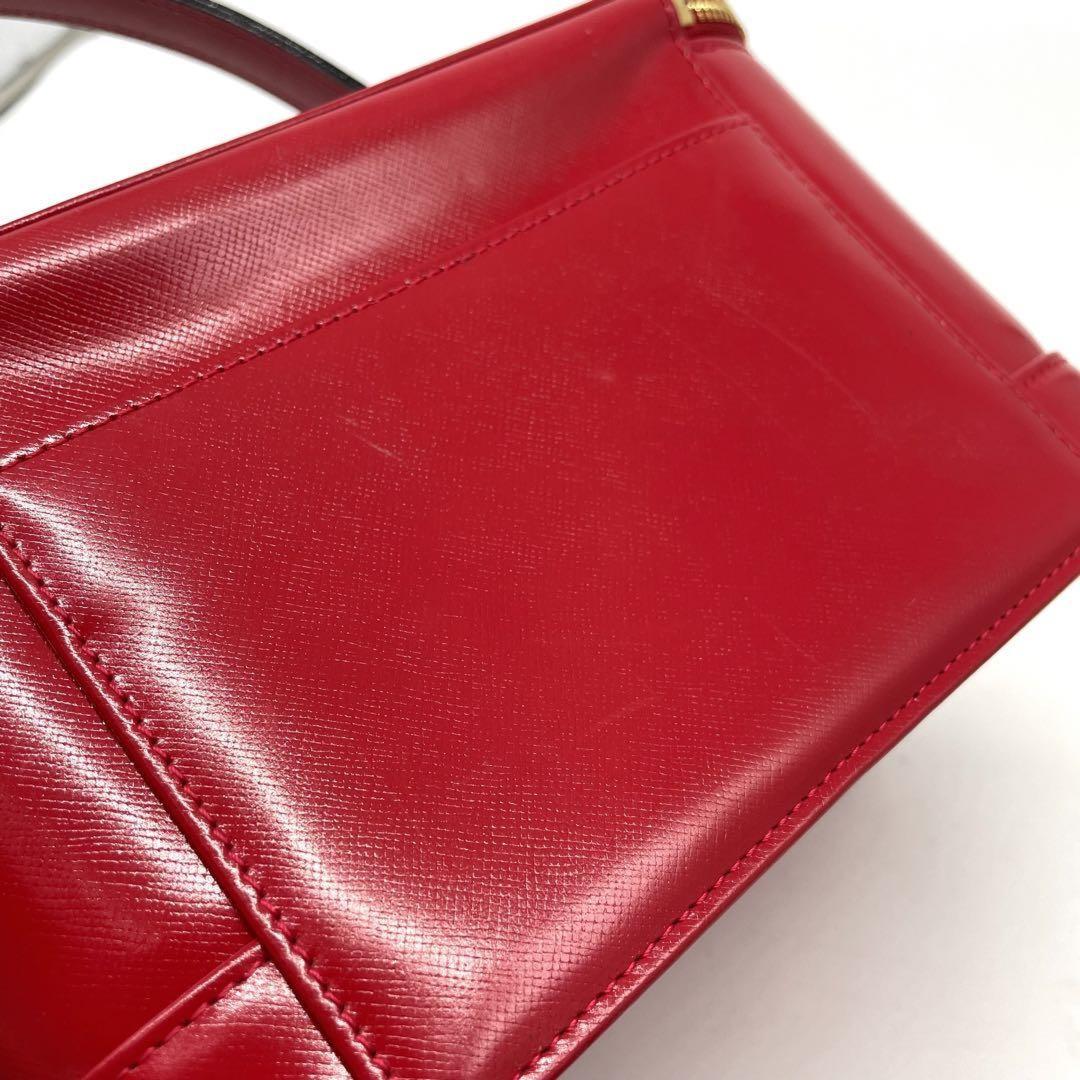 VERSACE Vanity Bag Accessory Pouch Sunburst Leather Red Authentic