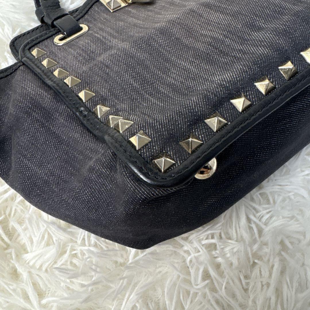 Valentino Garavani Hand Bag Tote Purse 2way studs Denim Authentic