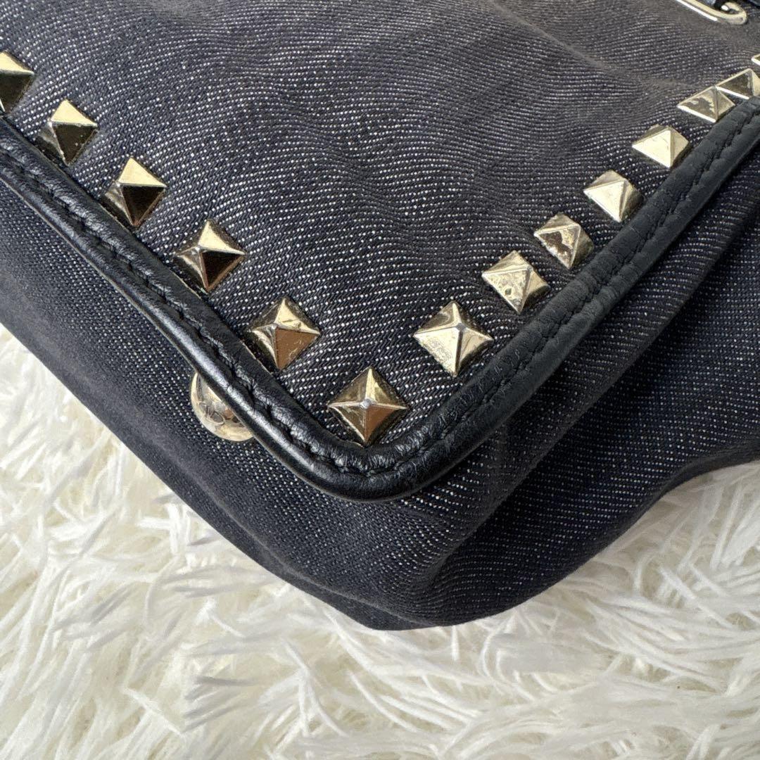 Valentino Garavani Hand Bag Tote Purse 2way studs Denim Authentic