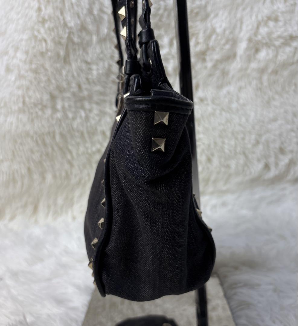 Valentino Garavani Hand Bag Tote Purse 2way studs Denim Authentic