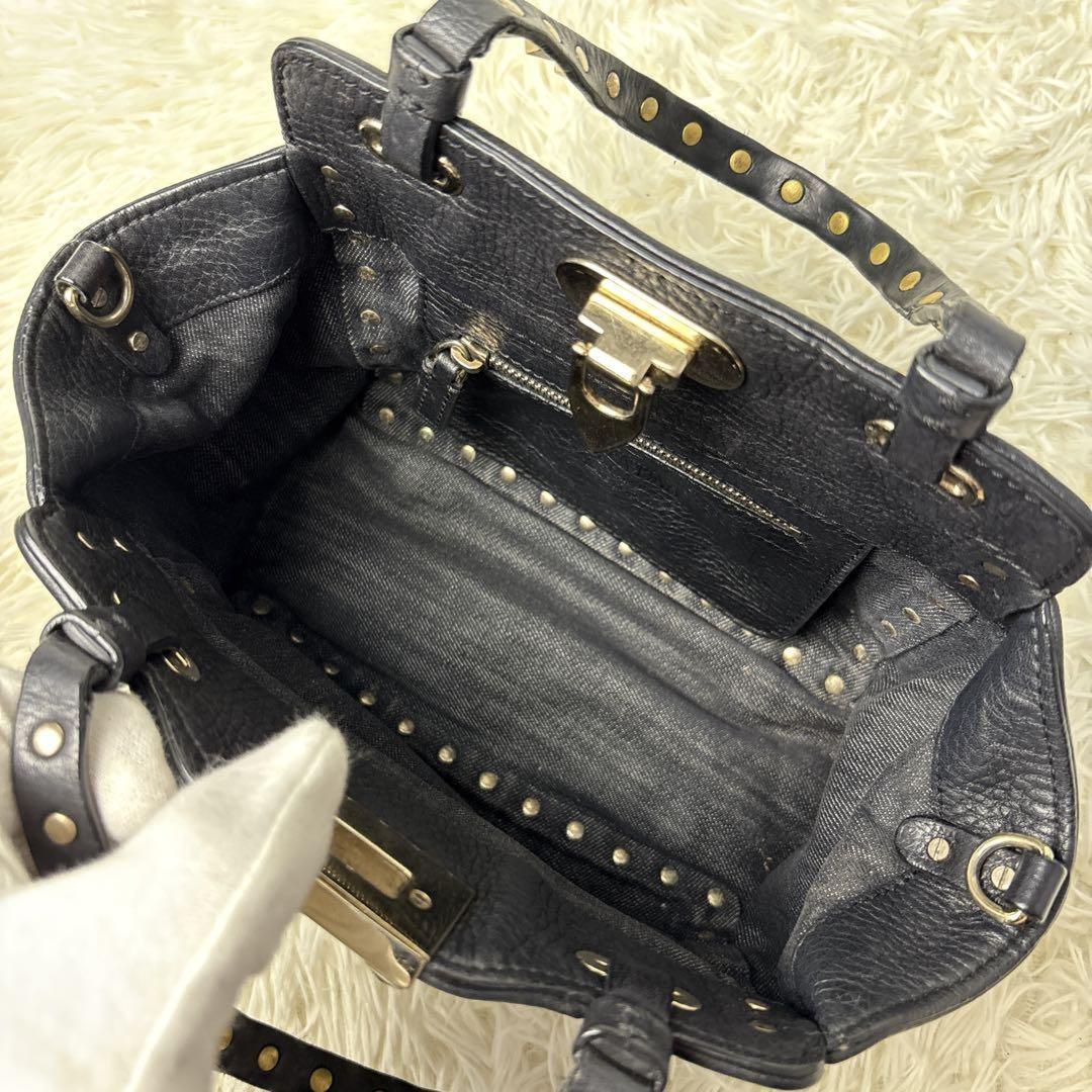 Valentino Garavani Hand Bag Tote Purse 2way studs Denim Authentic