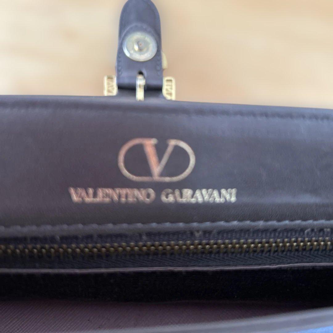 Valentino Garavani Shoulder Bag Purse Leather Gray Brown Authentic