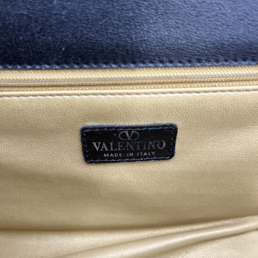 Valentino Hand Bag Tote Purse V Logo Leather Black Authentic