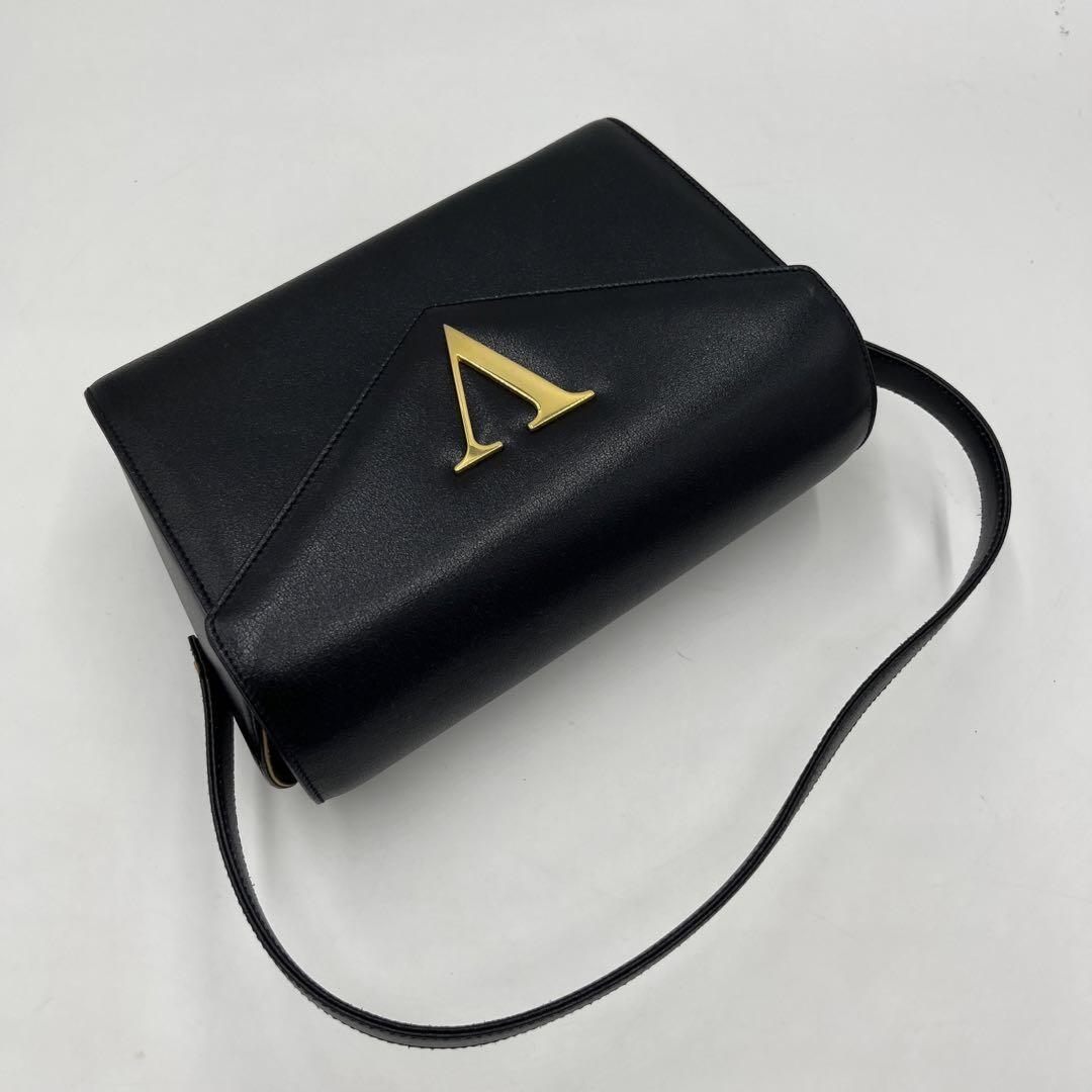 Valentino Hand Bag Tote Purse V Logo Leather Black Authentic