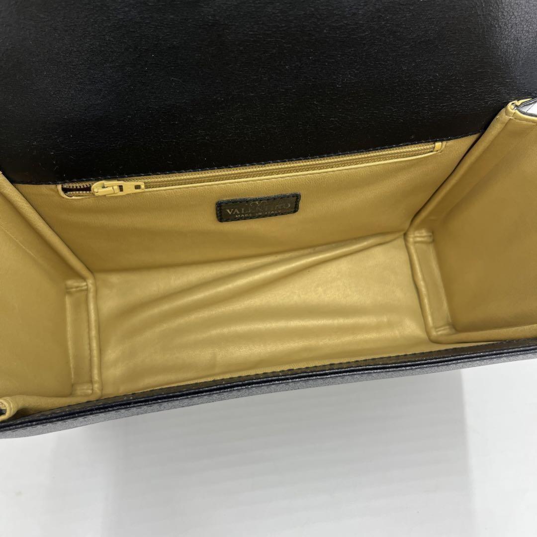 Valentino Hand Bag Tote Purse V Logo Leather Black Authentic