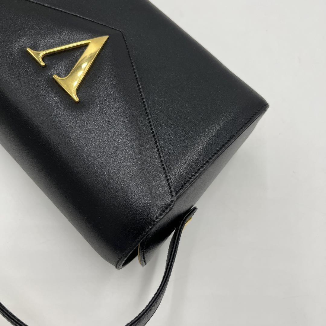 Valentino Hand Bag Tote Purse V Logo Leather Black Authentic